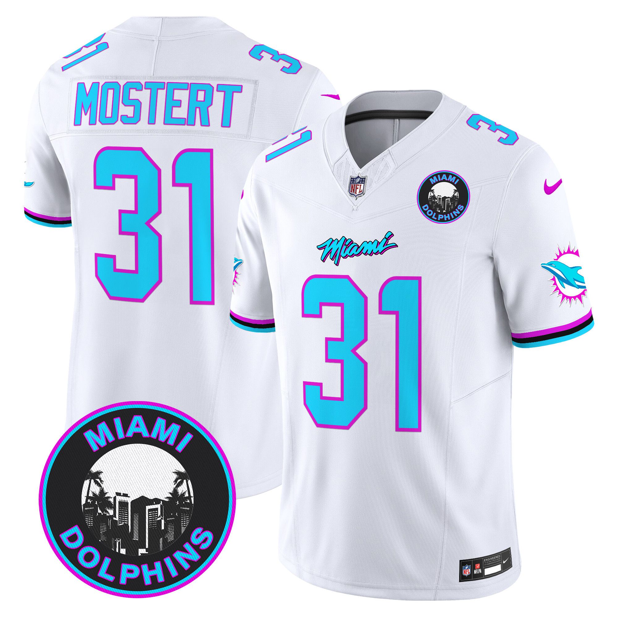 Men Miami Dolphins #31 Mostert White 2024 Nike Vapor Limited NFL Jersey->indianapolis colts->NFL Jersey